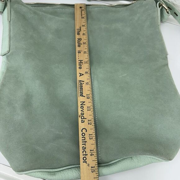 STREET LEVEL Bucket Bag Tote Suede Tassel Shoulder Boho Faux Leather Mint Green - Picture 7 of 16